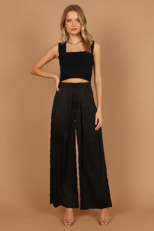 Value Deals Wellington Wide Leg Satin Pant - Black