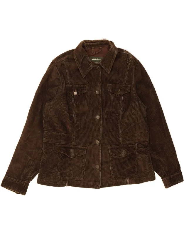 Price Slash EDDIE BAUER Womens Corduroy Jacket UK 18 XL Brown Cotton