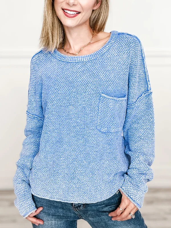 Weekend Savings Galore Mineral Washed Knit Oversized Sweater Pullover Top