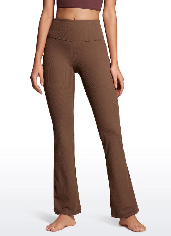 Weekend Specials to Cherish Ribbed High Waist Pocket Flare Leggings 31"