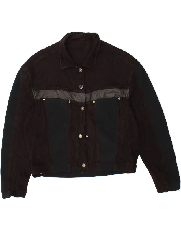 Early Access VINTAGE Womens Bomber Jacket UK 16 Large Brown Colourblock