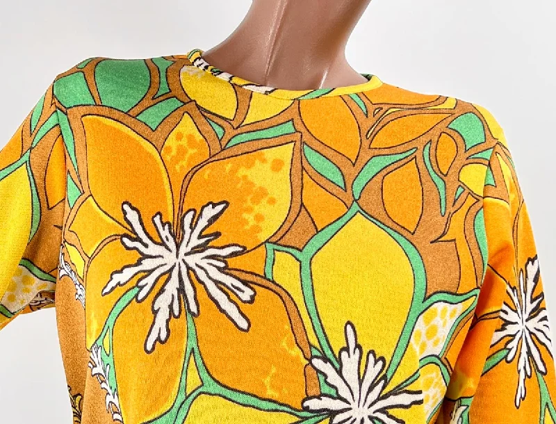 Weekend Deals That Wow 60s Op Art Print Top Women's Vintage  Ban-Lon Knit Bold Vibrant Donovan Galvani VFG