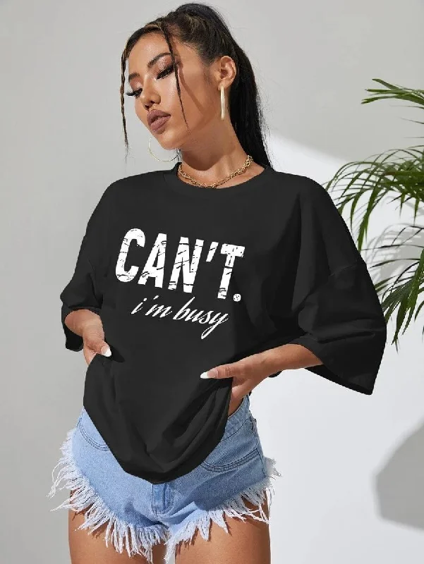 Best Deals Womens Unisex Over Size Printed Black Color Tshirts