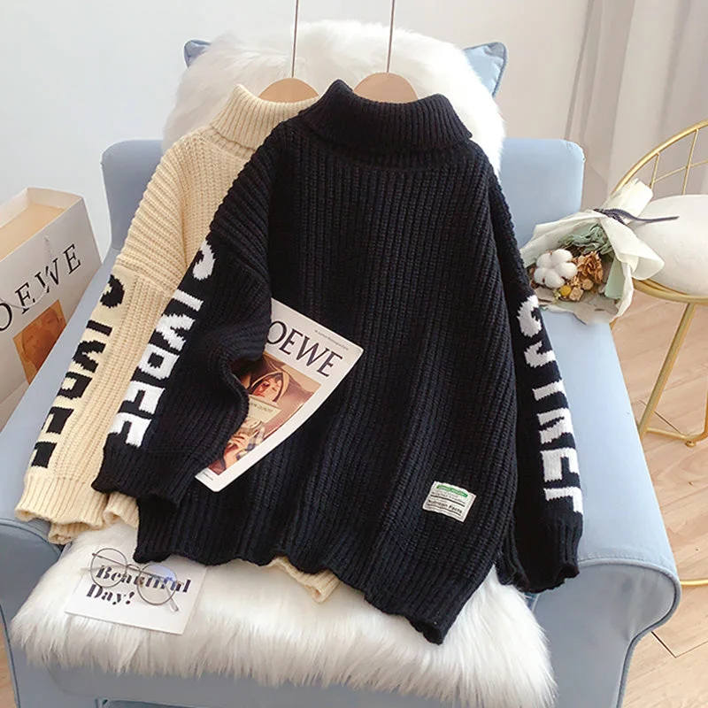 New Deals Thick thread high neck sweater lazy wind  5231