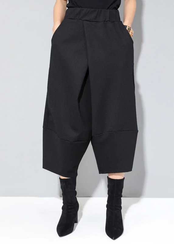 Weekend Deals That Wow Fashion Black Pockets High Waist Crop Pants Spring