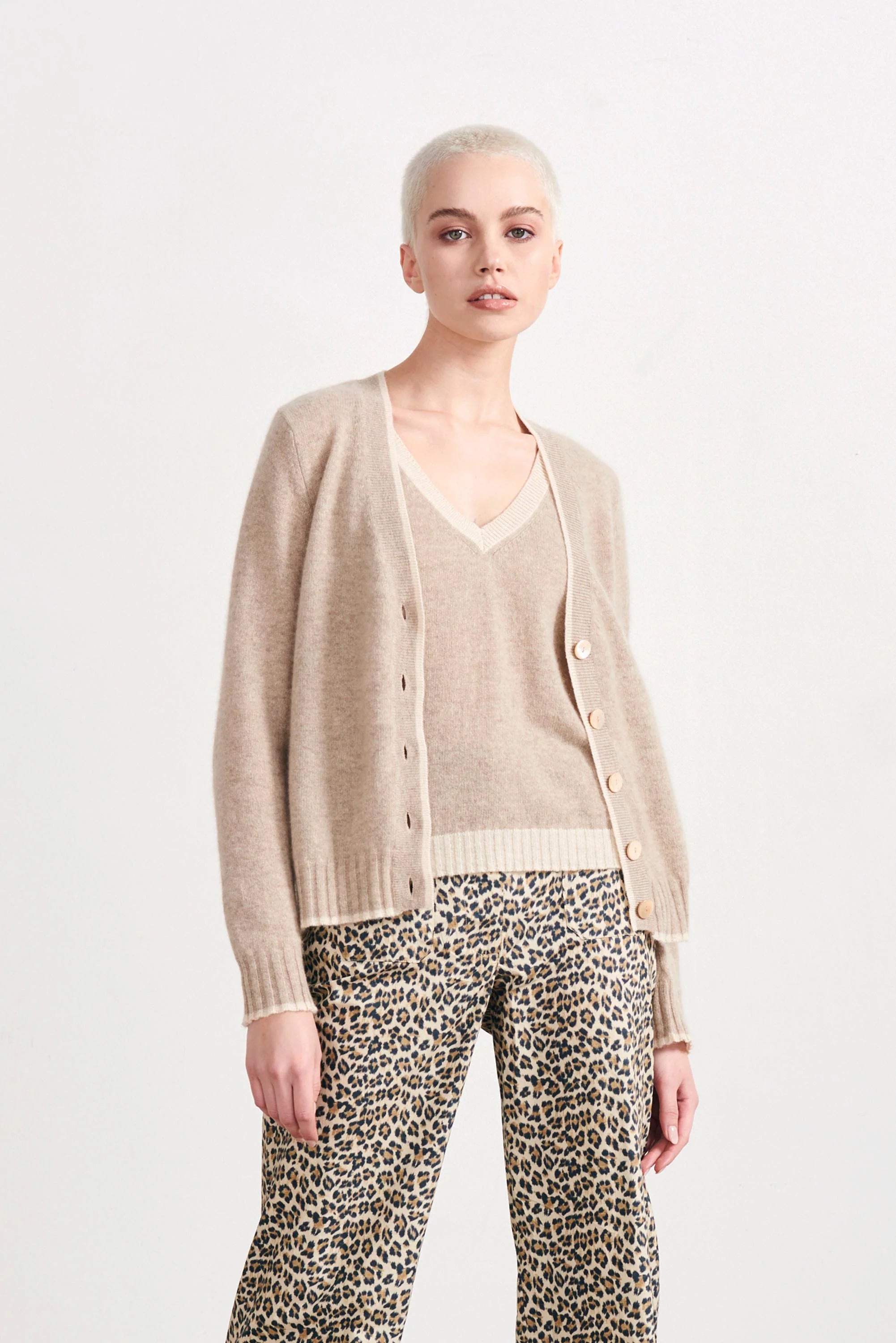 Stock Clearance Contrast Tip Cardigan