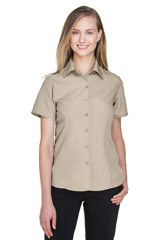 Midnight Sale Harriton Womens Barbados Wrinkle Resistant Short Sleeve Button Down Camp Shirt - Khaki Midnight Sale Harriton Womens Barbados Wrinkle Resistant Short Sleeve Button Down Camp Shirt - Khaki