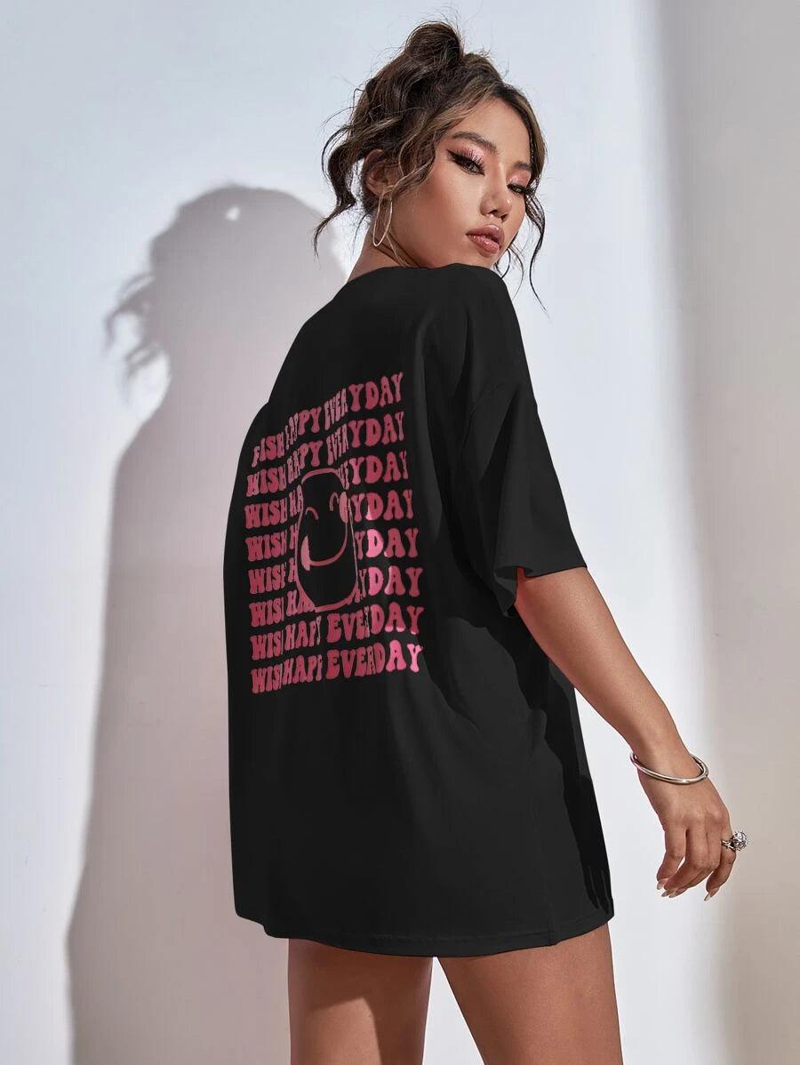 Price Drop Womens Unisex Over Size Printed Black Color Tshirts