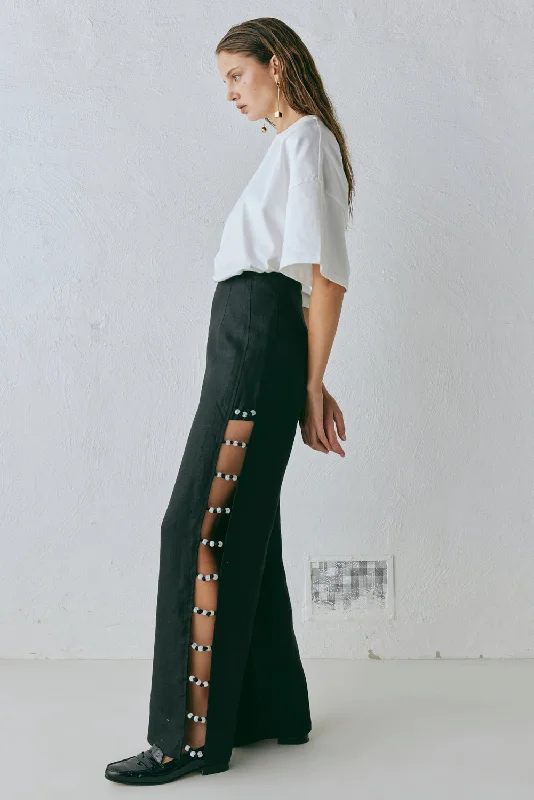 Exclusive Deal Tia Linen Pants Black