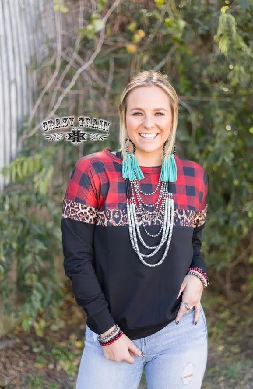 Don't Miss Breckenridge Pullover - Buffalo Plaid Leopard