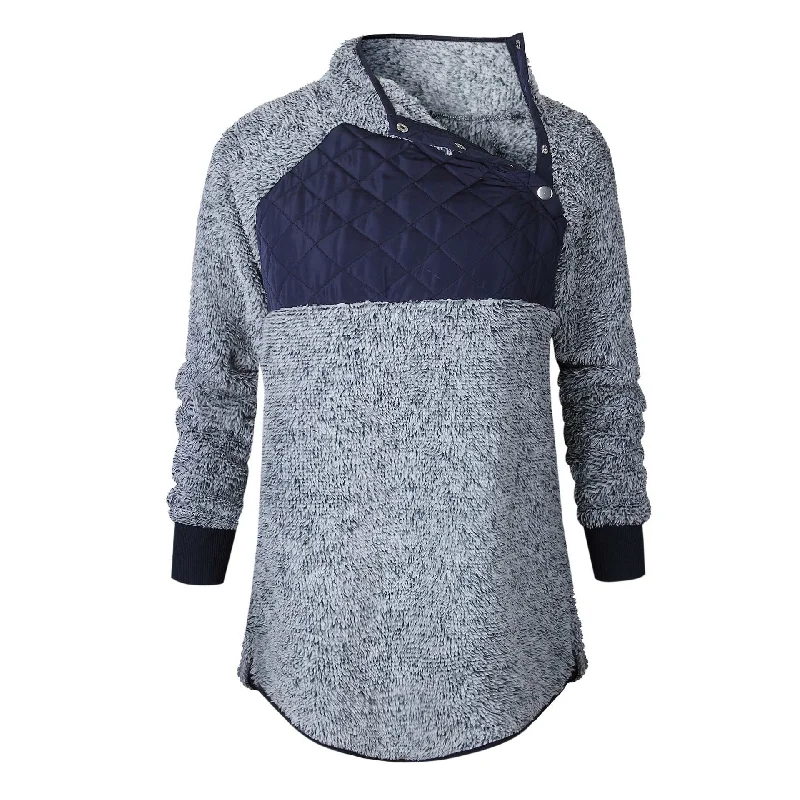 Weekend Discounts to Enjoy Women’s Navy Quilted Sherpa Pullover
