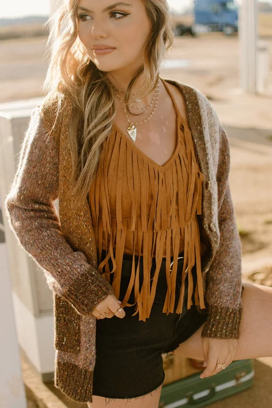 Weekend Special Button Down Color Block Sweater