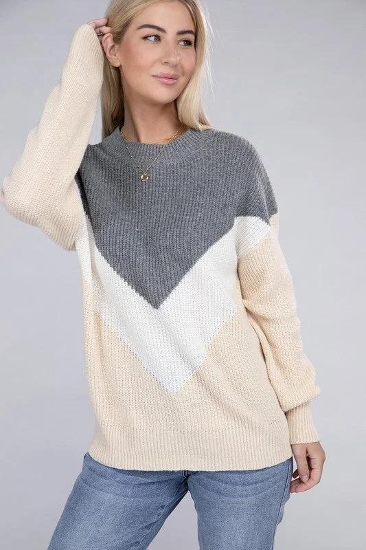 Clearance Event Colorblock Drop Shoulder Sweater