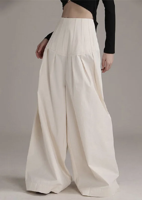 Weekend Discounts Worth Grabbing Loose Beige Zippered High Waist Cotton Wide Leg Pants Spring Weekend Discounts Worth Grabbing Loose Beige Zippered High Waist Cotton Wide Leg Pants Spring