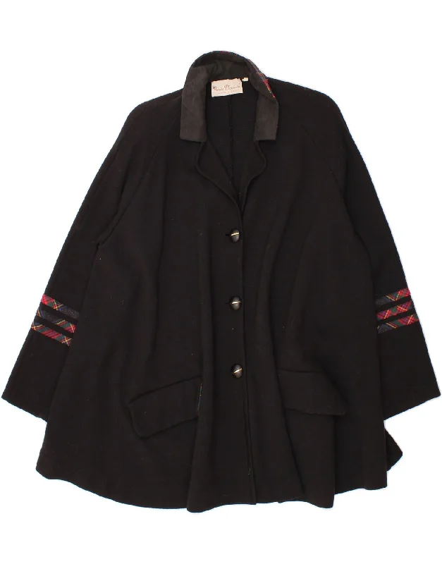 Closeout VINTAGE Womens Oversized Knit Overcoat IT 46 Large Black Virgin Wool