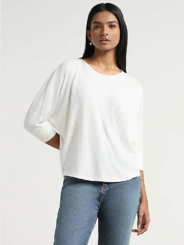 New Deal LOV White Ribbed T-Shirt