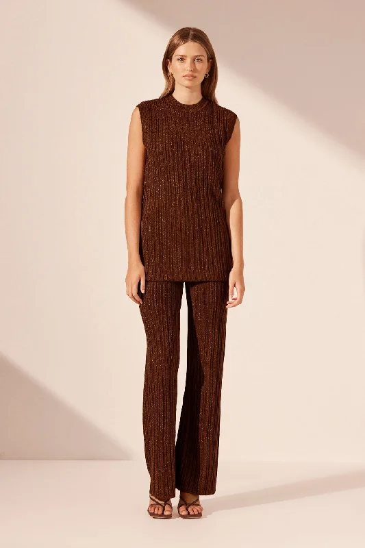 Final Clearance KAMARI STRAIGHT LEG PANT - BRANDY BROWN