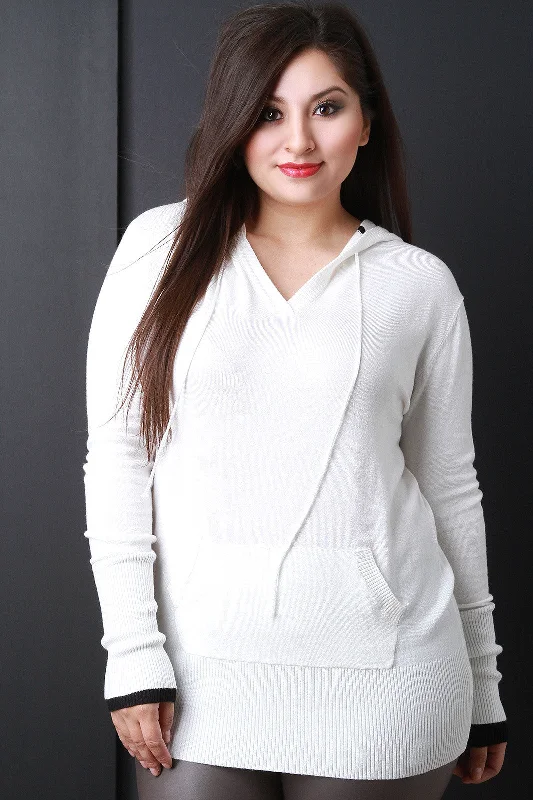 Today Only Hooded Layered Contrast Long Sleeves Sweater Top