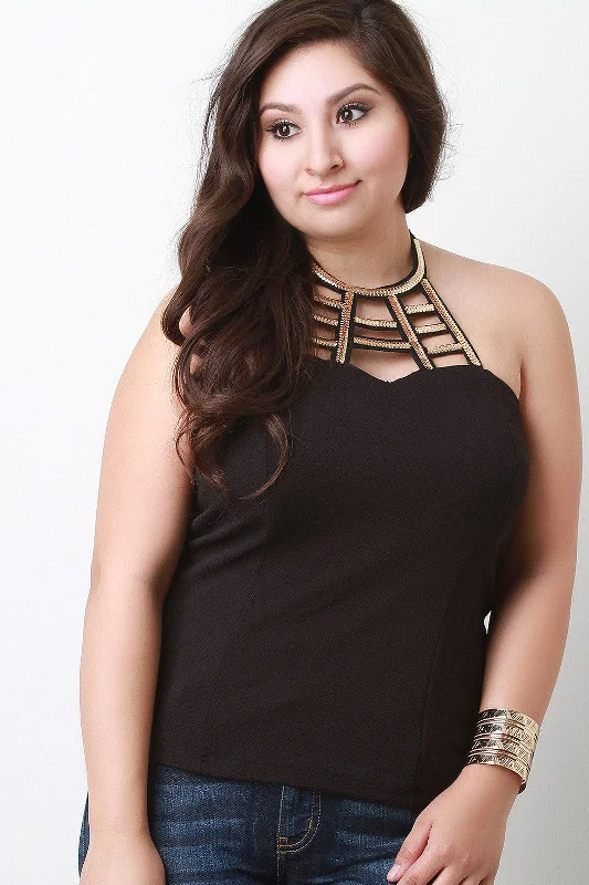 Amazing Value Caged Chain Halter Top