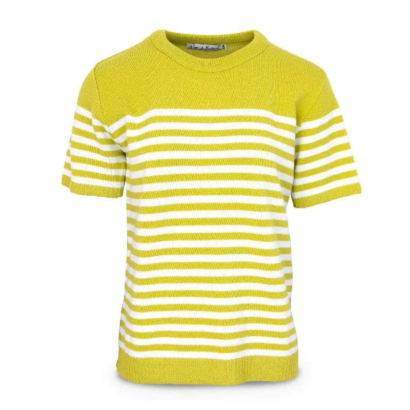 Anniversary Sale Ladies Stripe Sweater - Lime Green