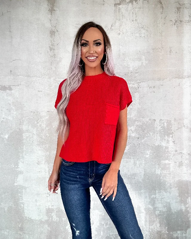 Price Drop Cheerful Day Cropped Sweater - Red