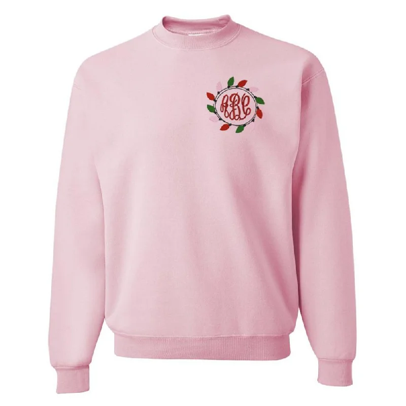 Closeout Monogrammed Christmas Lights Crewneck Sweatshirt