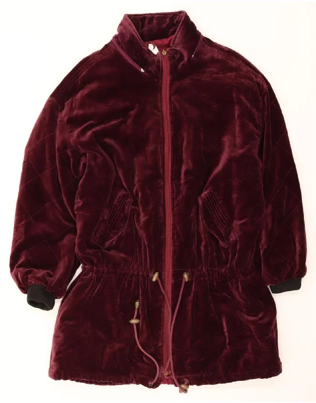 Super Discount VINTAGE Womens Velvet Overcoat UK 18 XL Burgundy