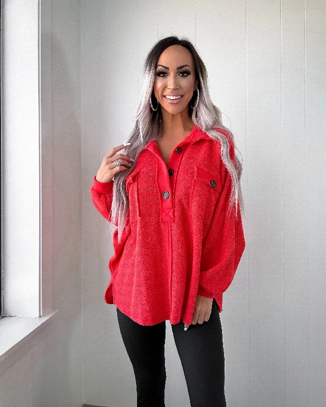 Final Clearance Fireside Feels French Terry Top - Red