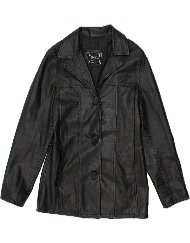 Amazing Value VINTAGE Womens Leather Jacket UK 10 Small Black Leather