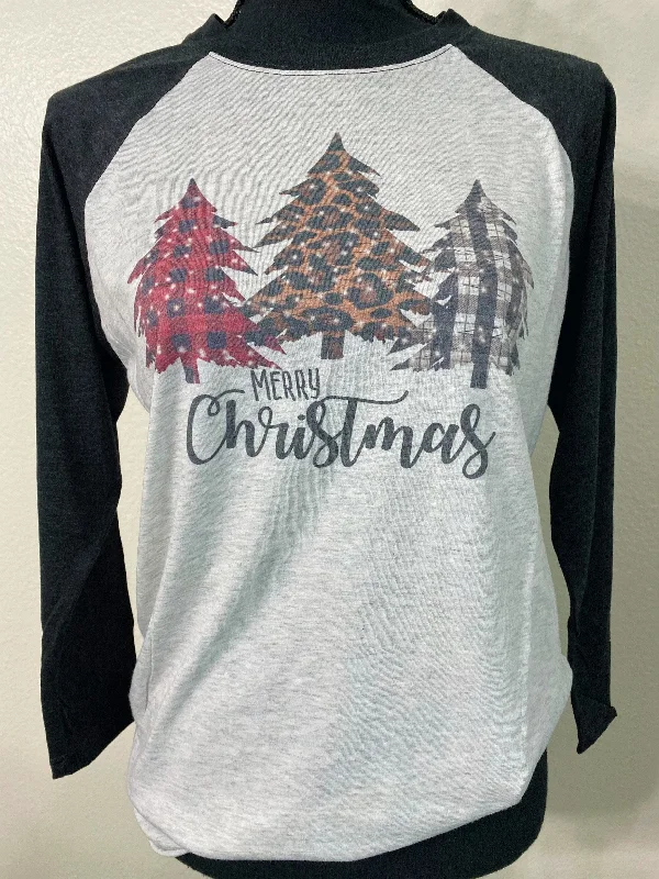 Huge Discounts Merry Christmas Buffalo Plaid Leopard Trees Raglan