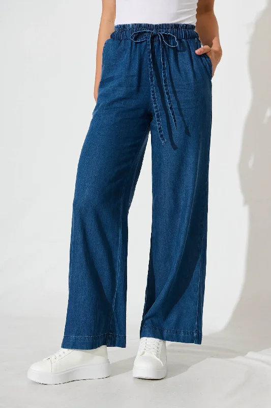 Weekend Specials to Delight Oden Pants In Dark Blue Chambray