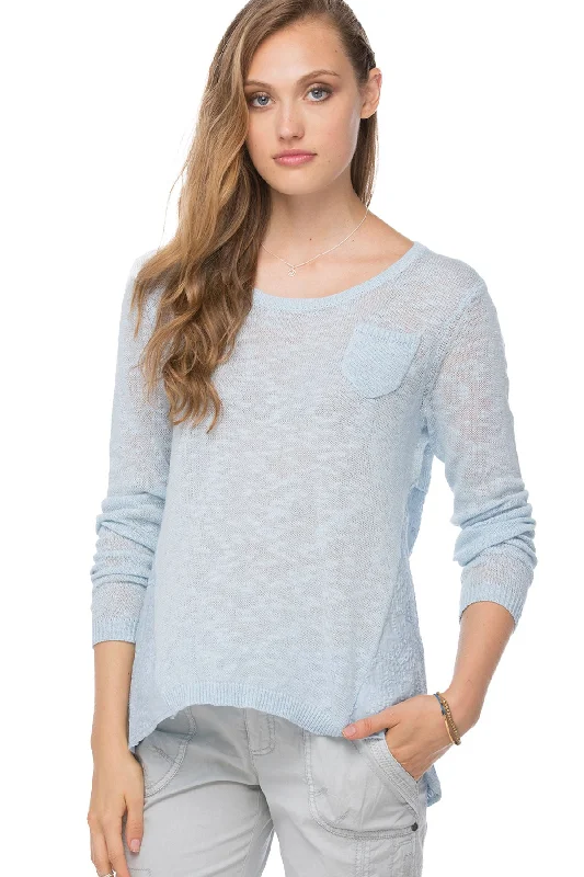 Special Discount Almost Vintage Slub Knit Sweater with Embriodery Back Panel