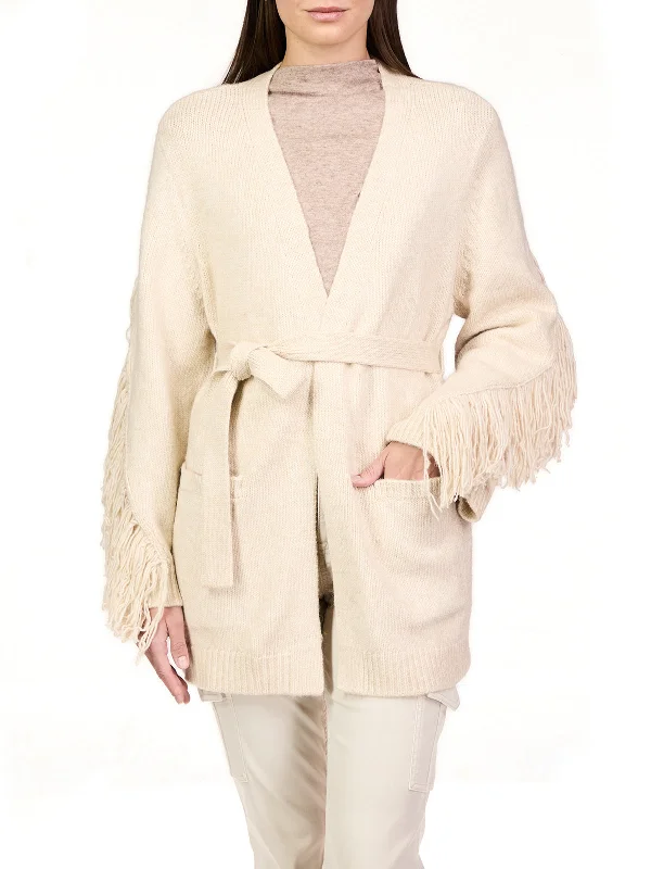 Low Price Fringe Belted Cardi