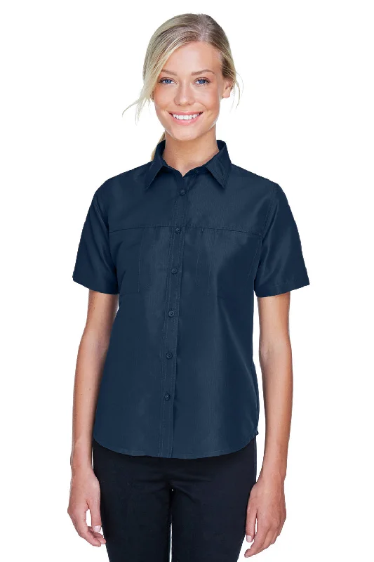 Best Seller Harriton Womens Key West Performance Short Sleeve Button Down Shirt w/ Double Pockets - Navy Blue Best Seller Harriton Womens Key West Performance Short Sleeve Button Down Shirt w/ Double Pockets - Navy Blue