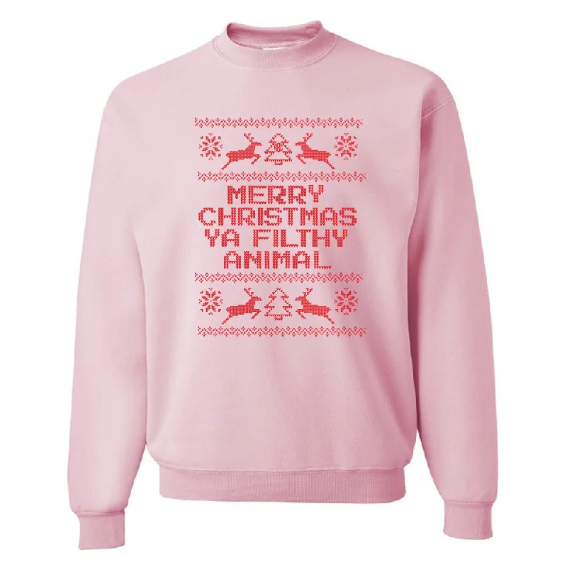 Weekend Offers That Impress Monogrammed 'Merry Christmas Ya Filthy Animal' Crewneck Sweatshirt