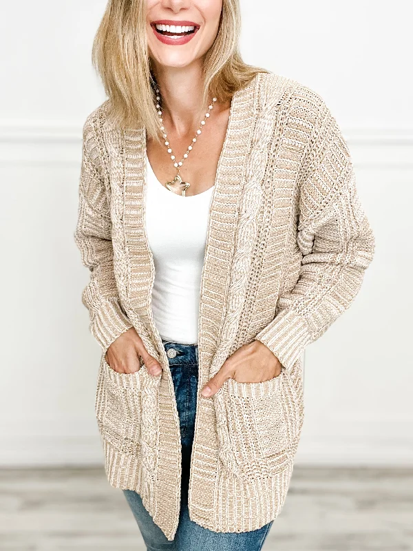 Weekend Discounts to Delight Two Tone Oversized Sweater Cardigan With Pockets
