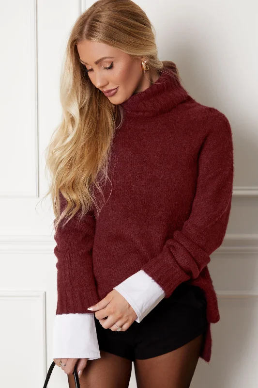 Incredible Offers Carson Burgundy Oversized Sweater