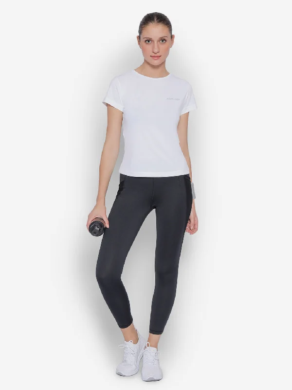 Limited Offer JUMP USA White Yoga Women Solid Rapid Dry Cut Out Sustainable T-shirt Limited Offer JUMP USA White Yoga Women Solid Rapid Dry Cut Out Sustainable T-shirt