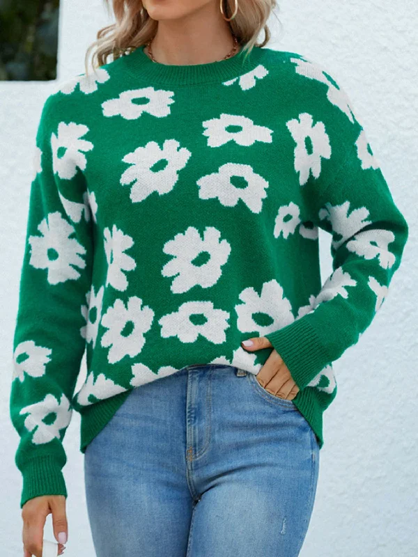 Savings Galore Floral Round Neck Sweater