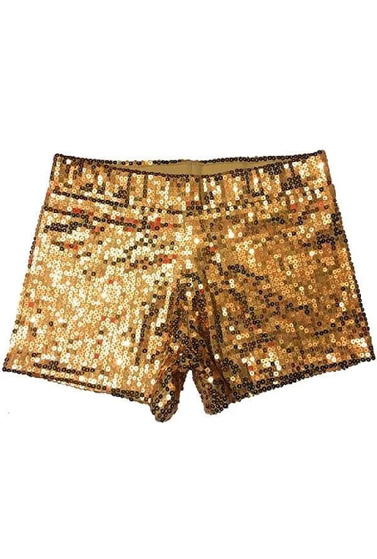 Weekend Discounts to Love Deluxe Sequin Gold Shorts