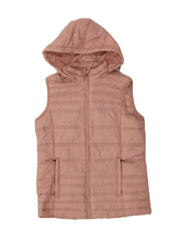 Deal Alert CREW CLOTHING Womens Hooded Padded Gilet UK 10 Small Pink Nylon