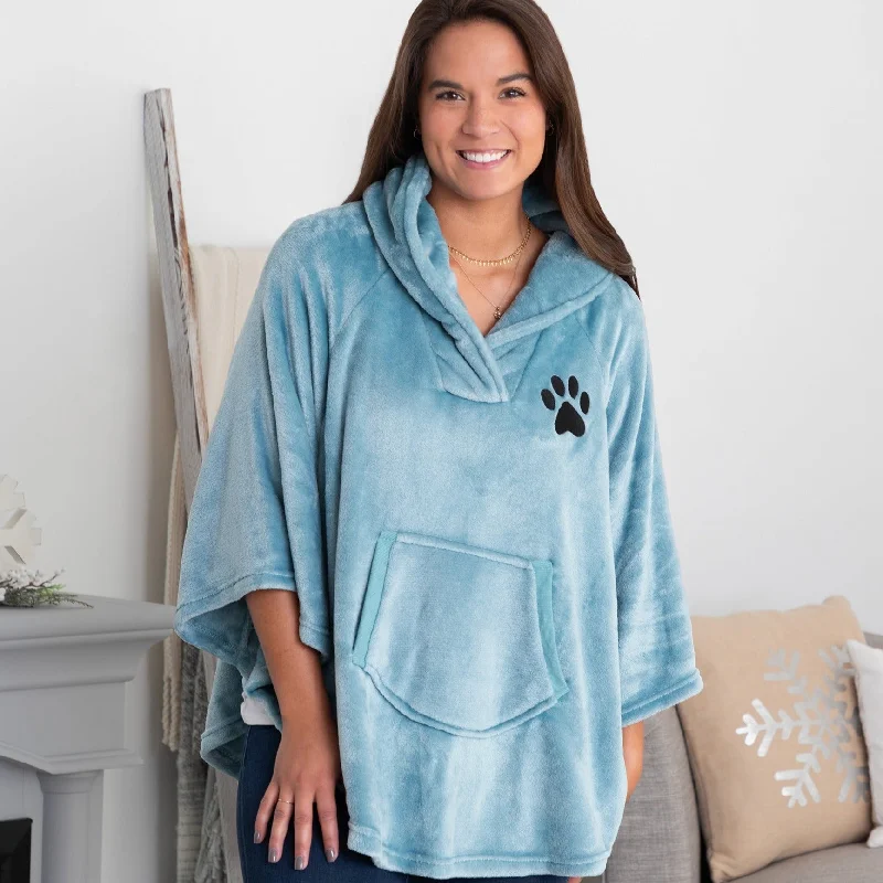 Markdown Madness Embroidered Paw Print Fleece Poncho