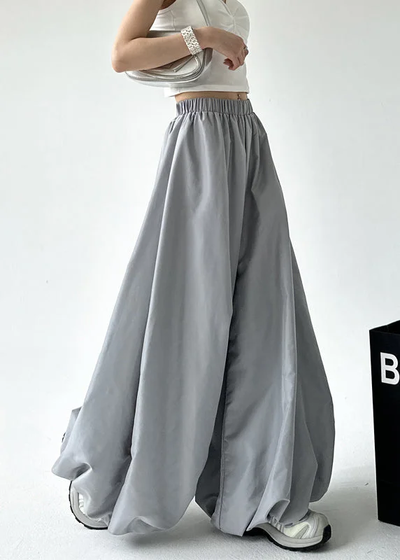 Act Fast Fashion Grey Pockets Elastic Waist Lantern Pants Fall