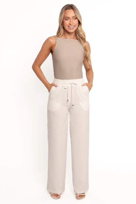 Year-End Clearance Cinch Wide Leg Crepe Pant - White