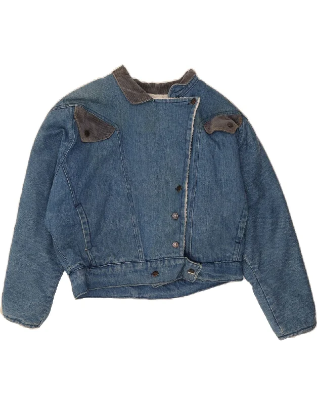 Special Price VINTAGE Womens Denim Sherpa Jacket UK 14 Large Blue Cotton