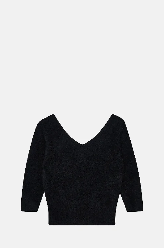 Weekend Specials to Delight Brushed Vee Knit Black