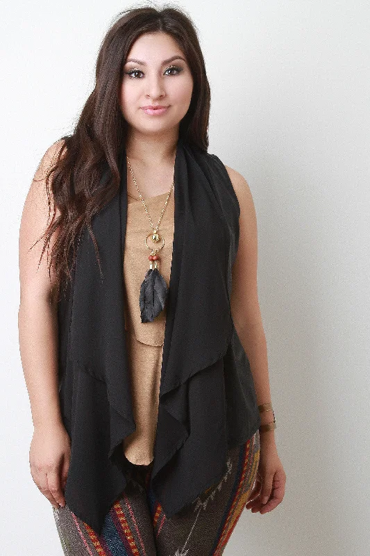 Pay Less Chiffon Waterfall Vest