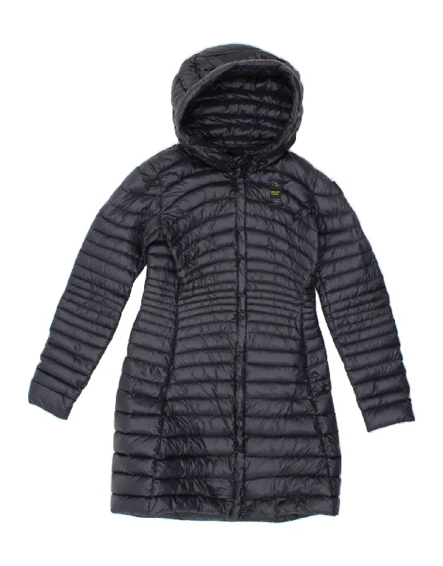 Great Bargains BLAUER Womens Hooded Padded Coat UK 6 XS Navy Blue