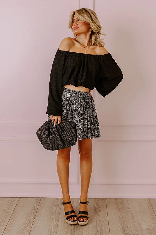 Limited Quantity Scrolling By Crop Top In Black