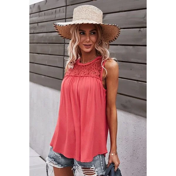 Exclusive Access Lace Feature Tank Top, Pink